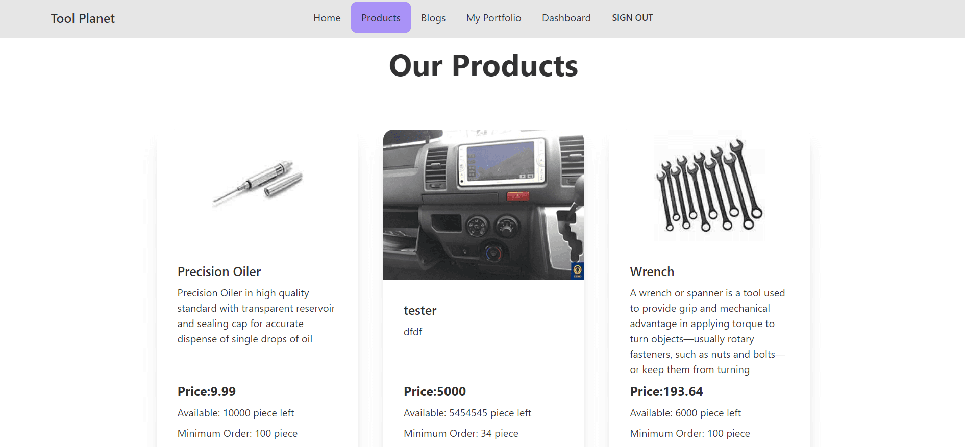 Products Section